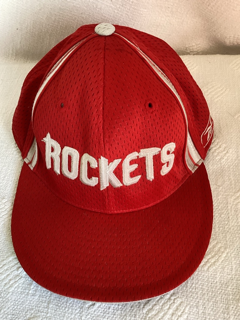 Houston Rockets Basketball Adidas Retro Fitted 7 1/2 Hat Cap Red Mesh